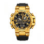 STRYVE S8025 Live Edition Men's Tactical Watch - Cyberpunk Oversized 55mm Armor Case Ana-Digi Dual Time Alarm Chronograph Sport TPU Strap Wristwatch
