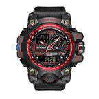SANDA SD3133 Live Edition Men's Tactical Dual Display Ana-Digi Sport Watch - 56mm Rugged ABS Case 5ATM Waterproof Dual Time Stopwatch Multi-Function TPU Strap Wristwatch