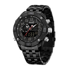 SANDA SD3308 Live Edition Men's Tactical Dual Display Ana-Digi Sport Watch - 52.5mm Zinc Alloy Case 5ATM Waterproof Dual Time Multi-Function Silicone Strap Wristwatch
