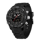 SANDA SD3308 Live Edition Men's Tactical Dual Display Ana-Digi Sport Watch - 52.5mm Zinc Alloy Case 5ATM Waterproof Dual Time Multi-Function Silicone Strap Wristwatch