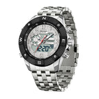 SANDA SD3308 Live Edition Men's Tactical Dual Display Ana-Digi Sport Watch - 52.5mm Zinc Alloy Case 5ATM Waterproof Dual Time Multi-Function Silicone Strap Wristwatch