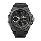 SANDA SD6008 Live Edition Men's Tactical Dual Display Ana-Digi Sport Watch - 53mm Heavy-Duty ABS Case 5ATM Waterproof Dual Time TPU Strap Wristwatch