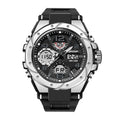 SANDA SD6008 Live Edition Men's Tactical Dual Display Ana-Digi Sport Watch - 53mm Heavy-Duty ABS Case 5ATM Waterproof Dual Time TPU Strap Wristwatch