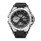 SANDA SD6008 Live Edition Men's Tactical Dual Display Ana-Digi Sport Watch - 53mm Heavy-Duty ABS Case 5ATM Waterproof Dual Time TPU Strap Wristwatch