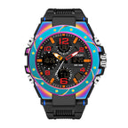 SANDA SD6008 Live Edition Men's Tactical Dual Display Ana-Digi Sport Watch - 53mm Heavy-Duty ABS Case 5ATM Waterproof Dual Time TPU Strap Wristwatch