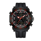 SANDA SD6029 Live Edition Men's Tactical Dual Display Ana-Digi Sport Watch - 53mm Steel Ring ABS Case 5ATM Waterproof Dual Time Multi-Function TPU Strap Wristwatch