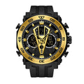 SANDA SD6105 Live Edition Men's Tactical Dual Display Ana-Digi Sport Watch - 53mm Stainless Steel Case 5ATM Waterproof Stopwatch Multi-Function TPU Strap Wristwatch