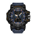 SANDA SD6126 Live Edition Men's Tactical Dual Display Ana-Digi Sport Watch - 55mm Rugged ABS Case 5ATM Waterproof Dual Time Stopwatch Front Light Button TPU Strap Wristwatch