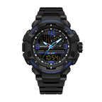 SANDA SD6130 Live Edition Men's Tactical Dual Display Ana-Digi Sport Watch - 57mm Rugged ABS Case 5ATM Waterproof Stopwatch Multi-Function TPU Strap Wristwatch
