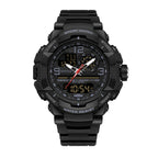 SANDA SD6130 Live Edition Men's Tactical Dual Display Ana-Digi Sport Watch - 57mm Rugged ABS Case 5ATM Waterproof Stopwatch Multi-Function TPU Strap Wristwatch