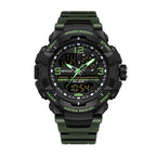 SANDA SD6130 Live Edition Men's Tactical Dual Display Ana-Digi Sport Watch - 57mm Rugged ABS Case 5ATM Waterproof Stopwatch Multi-Function TPU Strap Wristwatch