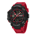 SANDA SD6226 Live Edition Men's Tactical Dual Display Ana-Digi Sport Watch - 53mm Rugged ABS Case 5ATM Waterproof Triple Time Multi-Function TPU Strap Wristwatch