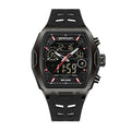 SANDA SD6235 Live Edition Men's Tactical Dual Display Ana-Digi Sport Watch - 51x47mm Tonneau ABS Case 5ATM Waterproof Triple Time Stopwatch Silicone Strap Wristwatch