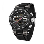 SANDA SD6312 Live Edition Men's Tactical Dual Display Ana-Digi Sport Watch - 53mm Rugged ABS Case 5ATM Waterproof Triple Time Multi-Function TPU Strap Wristwatch