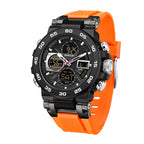SANDA SD6312 Live Edition Men's Tactical Dual Display Ana-Digi Sport Watch - 53mm Rugged ABS Case 5ATM Waterproof Triple Time Multi-Function TPU Strap Wristwatch