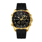 SANDA SD6318 Live Edition Men's Tactical Dual Display Ana-Digi Sport Watch - 50mm Zinc Alloy Case Tachymeter Bezel 5ATM Waterproof Triple Time Multi-Function Silicone Strap Wristwatch