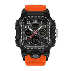 SANDA SD6357 Live Edition Men's Tactical Dual Display Ana-Digi Sport Watch - 62x54mm Rugged ABS Case 5ATM Waterproof Triple Time Multi-Function TPU Strap Wristwatch