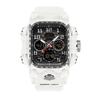 SANDA SD6357 Live Edition Men's Tactical Dual Display Ana-Digi Sport Watch - 62x54mm Rugged ABS Case 5ATM Waterproof Triple Time Multi-Function TPU Strap Wristwatch