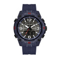 SANDA SD6393 Live Edition Men's Tactical Dual Display Ana-Digi Sport Watch - 50mm Compass Bezel 5ATM Waterproof Triple Time Multi-Function TPU Strap Wristwatch