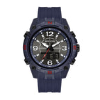 SANDA SD6393 Live Edition Men's Tactical Dual Display Ana-Digi Sport Watch - 50mm Compass Bezel 5ATM Waterproof Triple Time Multi-Function TPU Strap Wristwatch