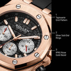 Sollen SL712 Chronograph Watch - Men's Rose Gold Case Multi-Function Dial Performance Silicone Strap Wristwatch