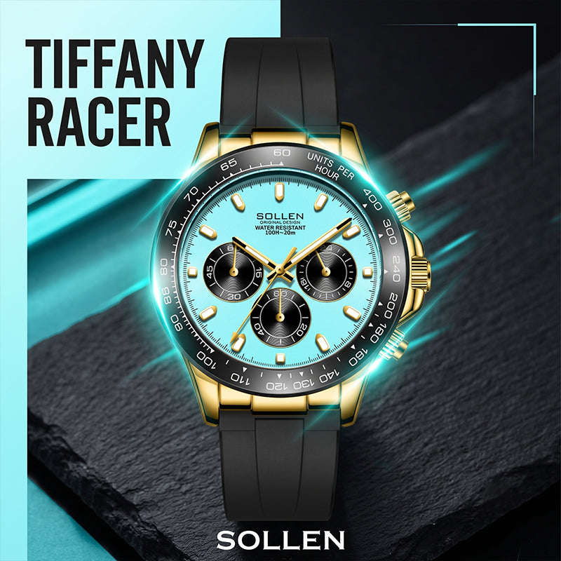 Sollen SL713 Chronograph Watch - Men's Multi-Function Textured Dial Performance Silicone Strap Wristwatch
