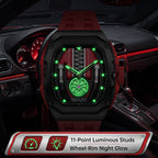 Sollen SL729 Sport Watch - Men's Racing Tonneau Engine Relief 6H Small Seconds Luminous Silicone Strap Wristwatch