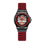WLS6158 Quartz Watch - Live Edition Men's Streetwear 43mm Black Case Chinese Lion Dance Cultural Dial Luminous Facing Sport Silicone Elastic Woven Strap Wristwatch