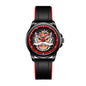 WLS6158 Quartz Watch - Live Edition Men's Streetwear 43mm Black Case Chinese Lion Dance Cultural Dial Luminous Facing Sport Silicone Elastic Woven Strap Wristwatch