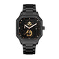 YASHDUN YSD5061 Quartz Watch - Live Edition Men's Heavy Industrial 43mm Square-Octagonal Case Steampunk Mechanical Gear Illusion Dial Date Steel Link Bracelet Wristwatch