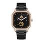 YASHDUN YSD5061 Quartz Watch - Live Edition Men's Heavy Industrial 43mm Square-Octagonal Case Steampunk Mechanical Gear Illusion Dial Date Steel Link Bracelet Wristwatch