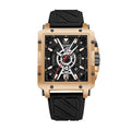 YASHDUN YSD5071 Quartz Watch - Live Edition Men's Heavy Sport 41mm Square Riveted Bezel Mechanical Engine Skeleton Illusion Dial Slanted Date Sculpted Silicone Strap Wristwatch