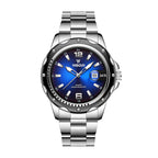 YASHDUN YSD5079 Quartz Watch - Live Edition Men's Heavy Sport 45mm Diver Style Bezel Luminous Hands Cyclops Date Steel Link Bracelet Wristwatch