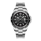 YASHDUN YSD5079 Quartz Watch - Live Edition Men's Heavy Sport 45mm Diver Style Bezel Luminous Hands Cyclops Date Steel Link Bracelet Wristwatch