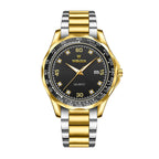 YASHIDUN YSD5080 Live Edition Men's Luxury Executive Quartz Watch - 43mm Two-Tone Gold Case Tachymeter Bezel Crystal Marker Dial 3H Date Metal Band Wristwatch