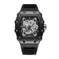 WLISTH YSD6147 Live Edition Men's High-Street Quartz Watch - 50x43mm Tonneau Case Mechanical Skeleton Dial 8H Date Rubber Strap Wristwatch