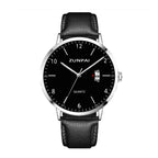 ZUNPAI ZP089 Quartz Watch - Live Edition Men's Minimalist 3-Hand Open Calendar Window Genuine Leather Strap Wristwatch