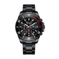 ZP156 Live Edition Men's Diver Sport Quartz Watch - 47mm Oversized Black Case Multi-Gauge Dial 4:30 Date Luminous Hands Metal Band Wristwatch
