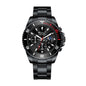 ZP156 Live Edition Men's Diver Sport Quartz Watch - 47mm Oversized Black Case Multi-Gauge Dial 4:30 Date Luminous Hands Metal Band Wristwatch
