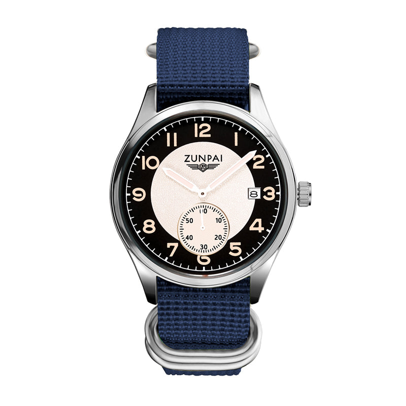 ZUNPAI ZP337 Quartz Watch - Live Edition Men's Vintage Field Style 40mm Slim Case 3-Hand Calendar Date Woven Nylon NATO Strap Loop Buckle Wristwatch