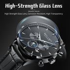 Sollen SL303 Men's Multi-Function Automatic Mechanical Watch - 41.5mm Stainless Steel Case Sun & Moon Phase Calendar Dial Wristwatch